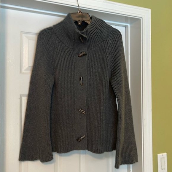 Talbots Cotton/Nylon/Cashmere Blend Gray Cardigan Sweater Size M - Picture 1 of 4